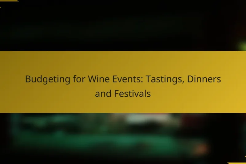 Budgeting for Wine Events: Tastings, Dinners and Festivals