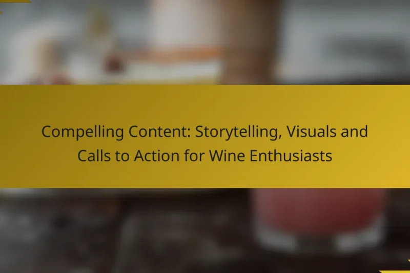 Compelling Content: Storytelling, Visuals and Calls to Action for Wine Enthusiasts