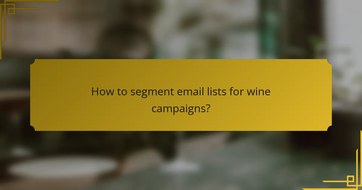 How to segment email lists for wine campaigns?
